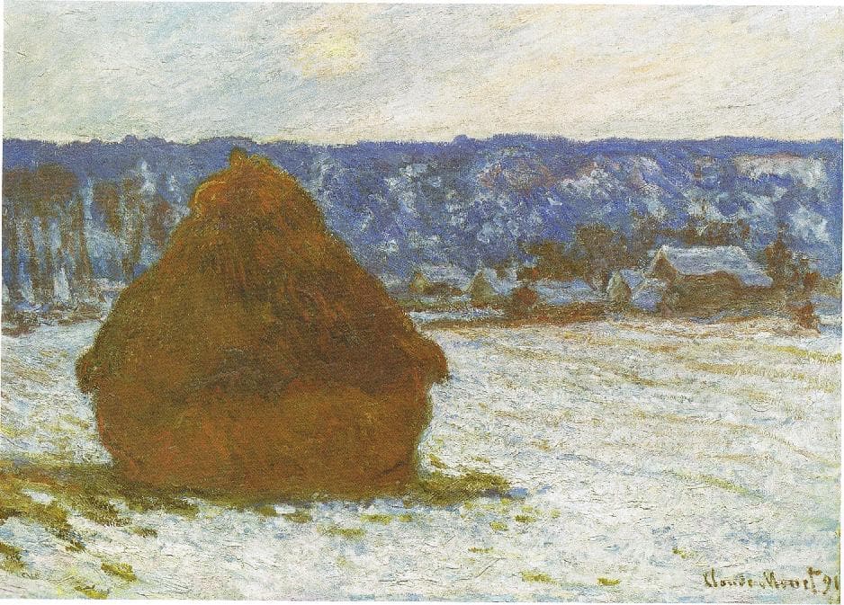 Monet's Wheatstacks Series: Snow Effect, Overcast Day